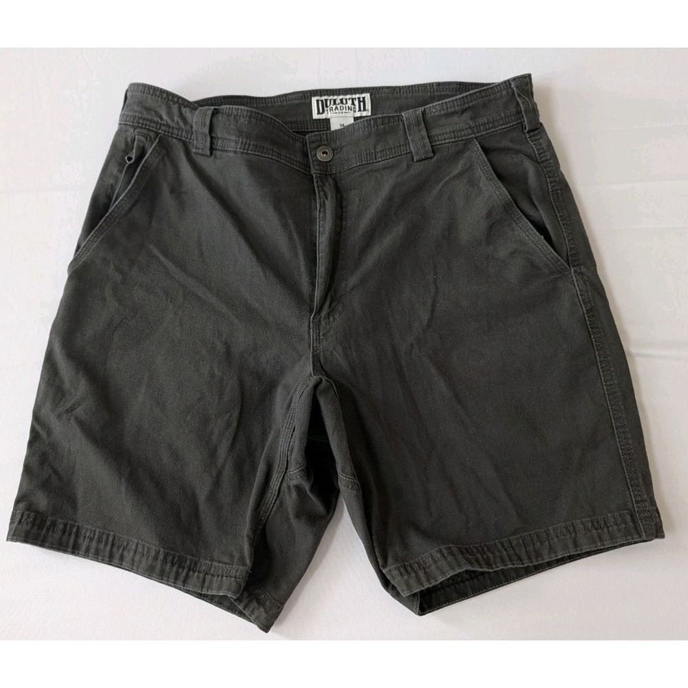 Duluth Trading Co Fire Hose Shorts Mens 34 Gray Flex Canvas Work Relaxed Fit 9"